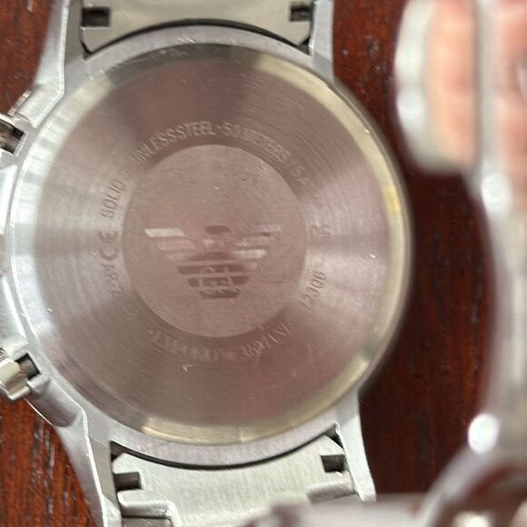 Emporio Armani AR2434 Chronograph Watch Dark Graphite Sunray Dial Steel 43mm - Picture 9 of 12